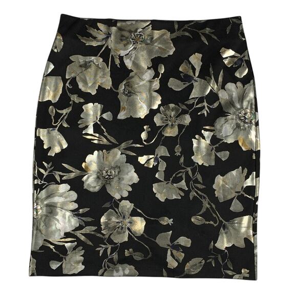 Floral Metallic Size Med Career Straight Pencil Dark Academia Holiday Roz & Ali - Picture 1 of 8